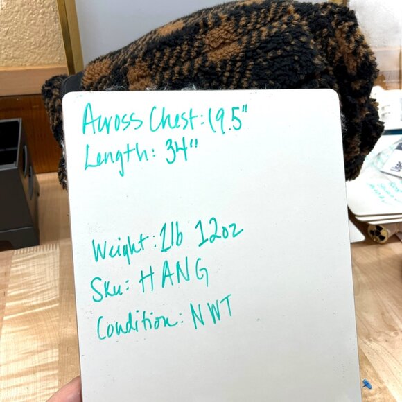 Saltwater Luxe Plaid Faux Fur Coat Black Brown Cinnamon Size Small NWT - Picture 15 of 16